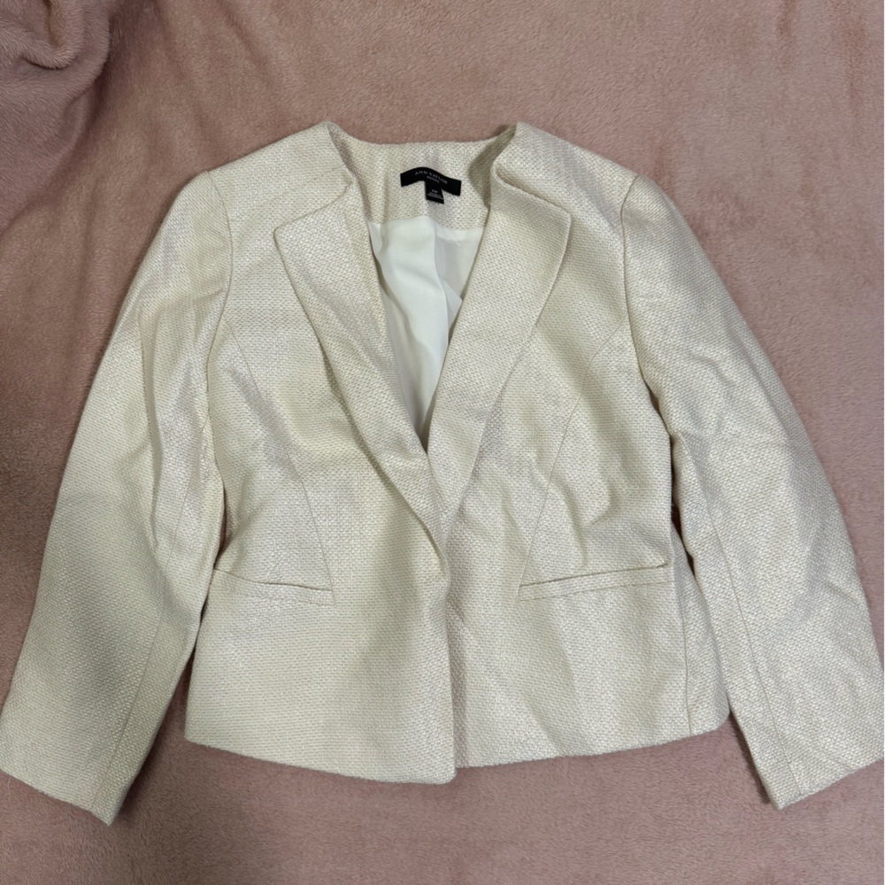 Ann Taylor Cream Textured Blazer